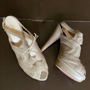 Prada Beige Platform Peeptoe Sandals